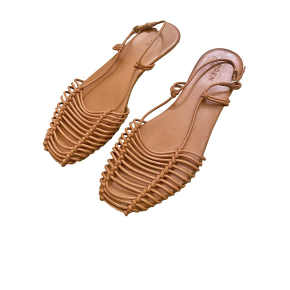 Doen Paloma Leather Sandals 40 9.5 Camel Slingback Boho Cottagecore - Picture 3 of 6